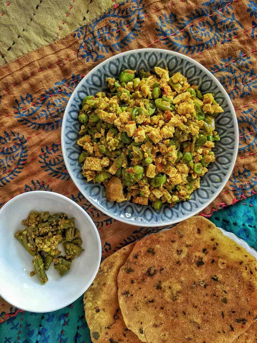 Matar Aur Tofu ki Sookhi Sabji (Scrambled Green Peas and Tofu) Fit Foodie Diary