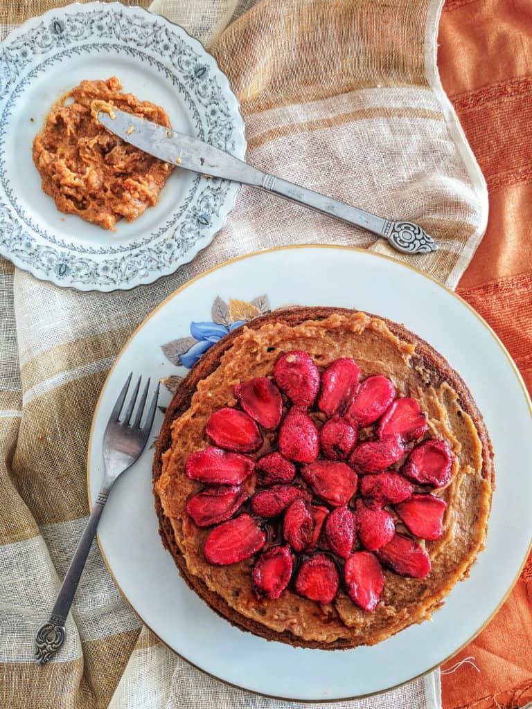 Pumpkin Spice Barnyard Millet Cake with Cashew Butter Icing, Healthy